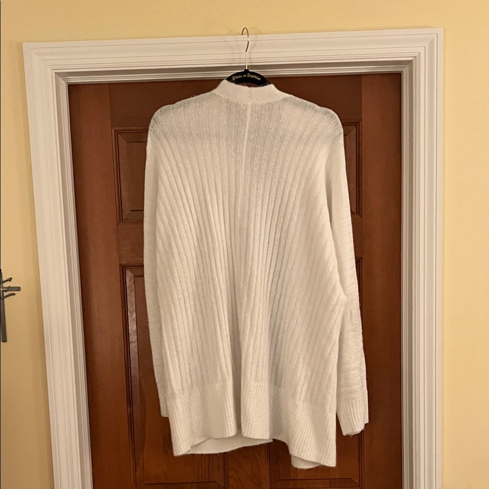 LOFT White Ribbed Open-Front Cardigan - Picture 4 of 4